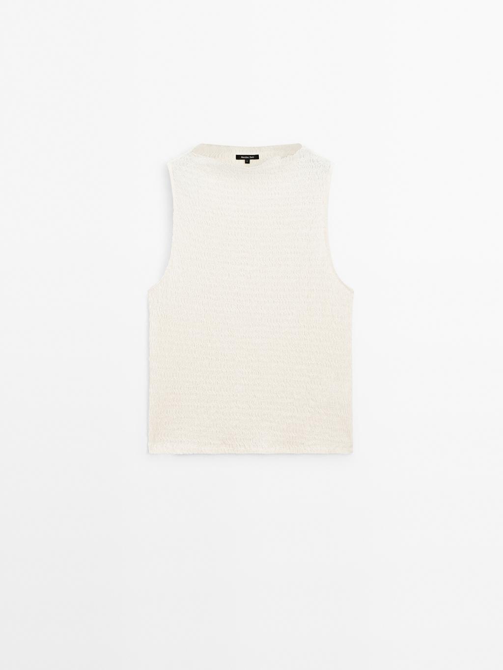 Textured cotton blend top