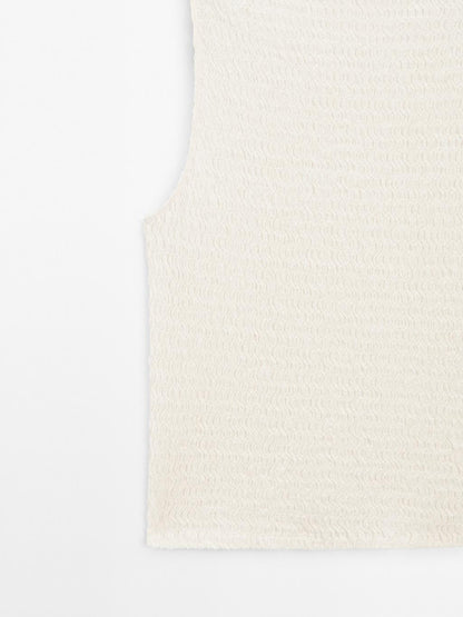 Textured cotton blend top