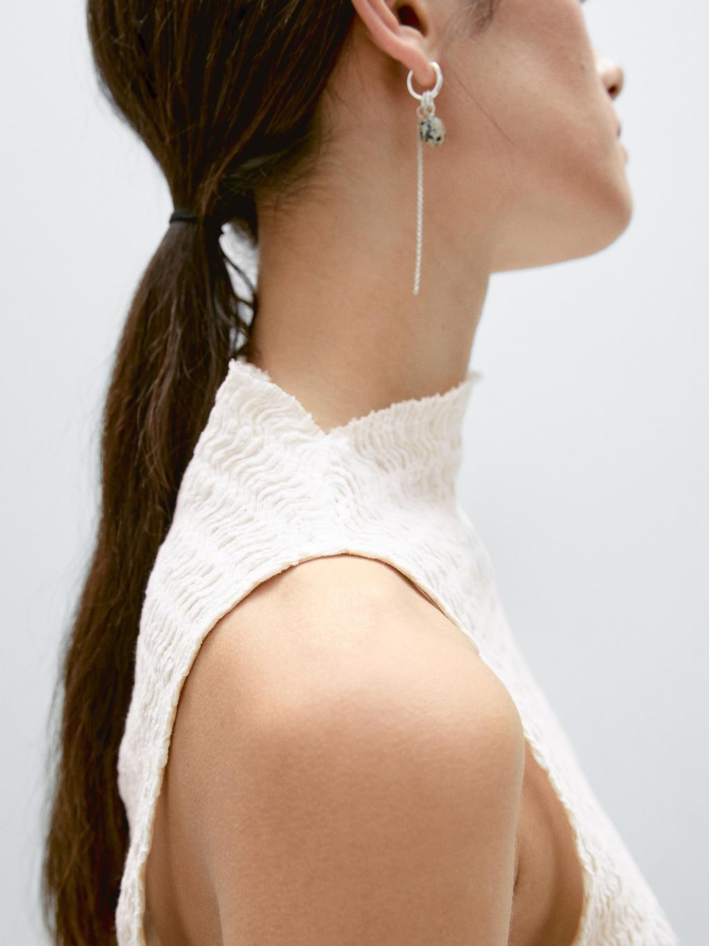 Textured cotton blend top