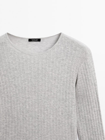 Cotton blend T-shirt with openwork detail