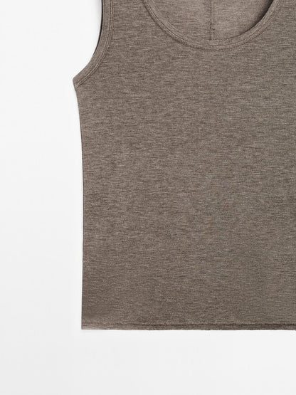 Round neck top with seam details