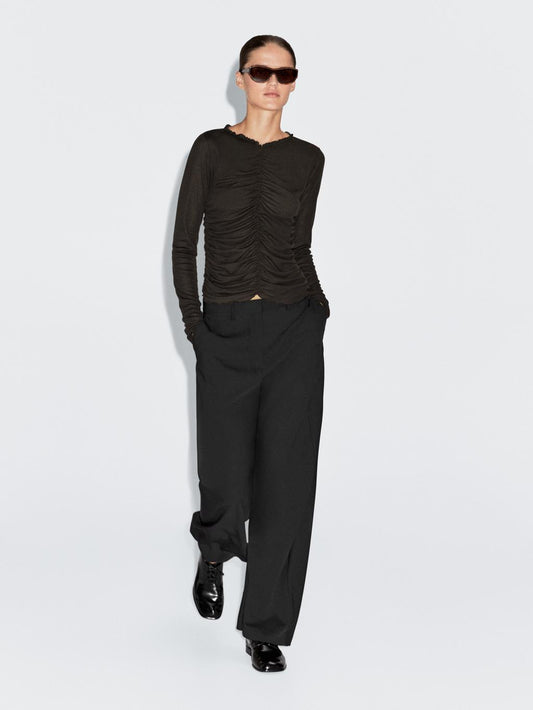 Gathered long sleeve T-shirt