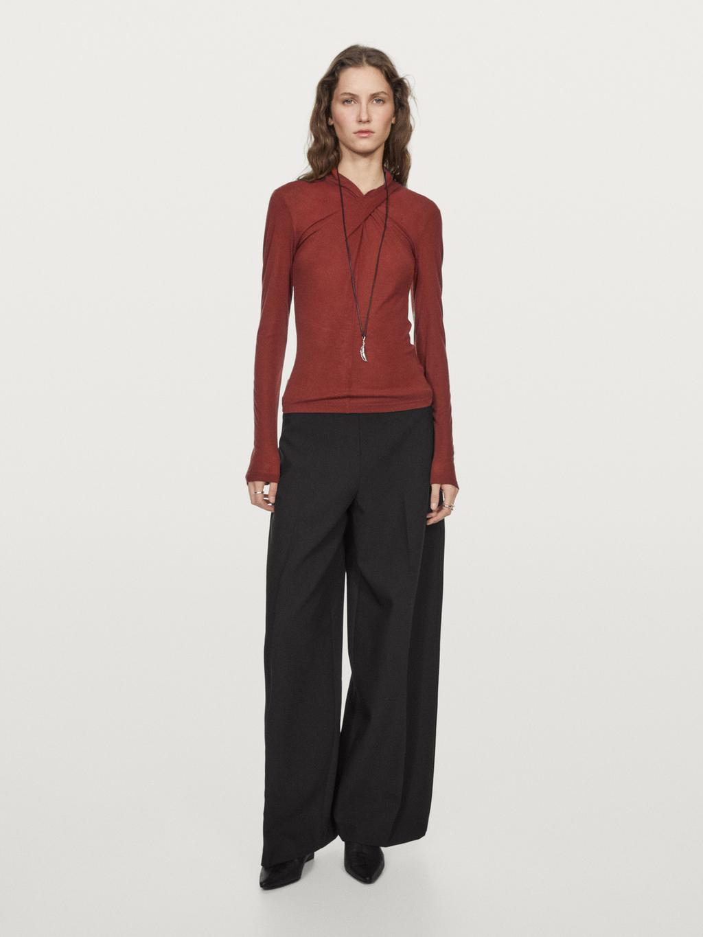 Lyocell and wool crossover top