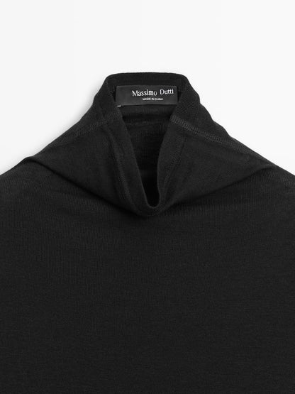 Long sleeve lyocell and wool blend T-shirt