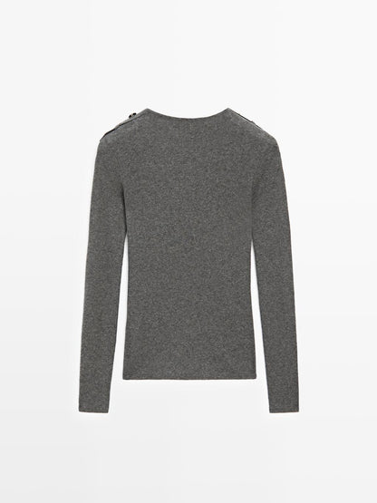 Knit T-shirt with shoulder detail