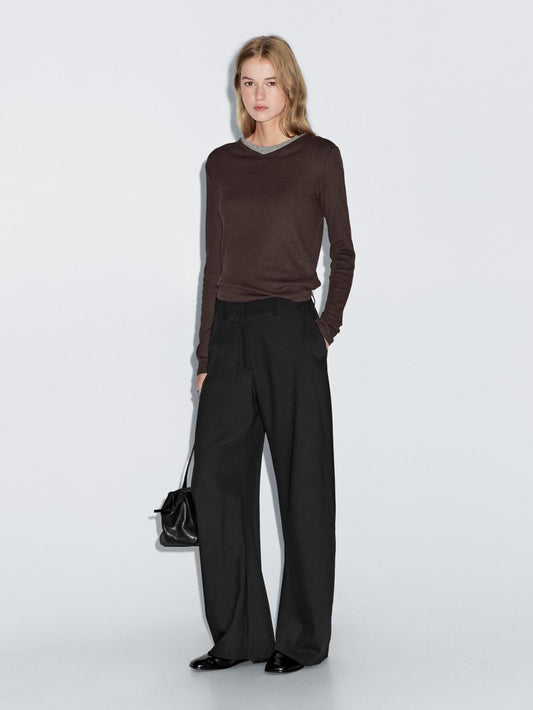 Double collar cotton blend T-shirt