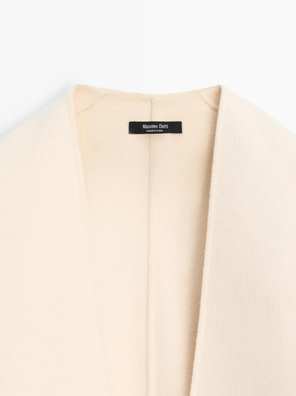 Wool blend felt texture cape