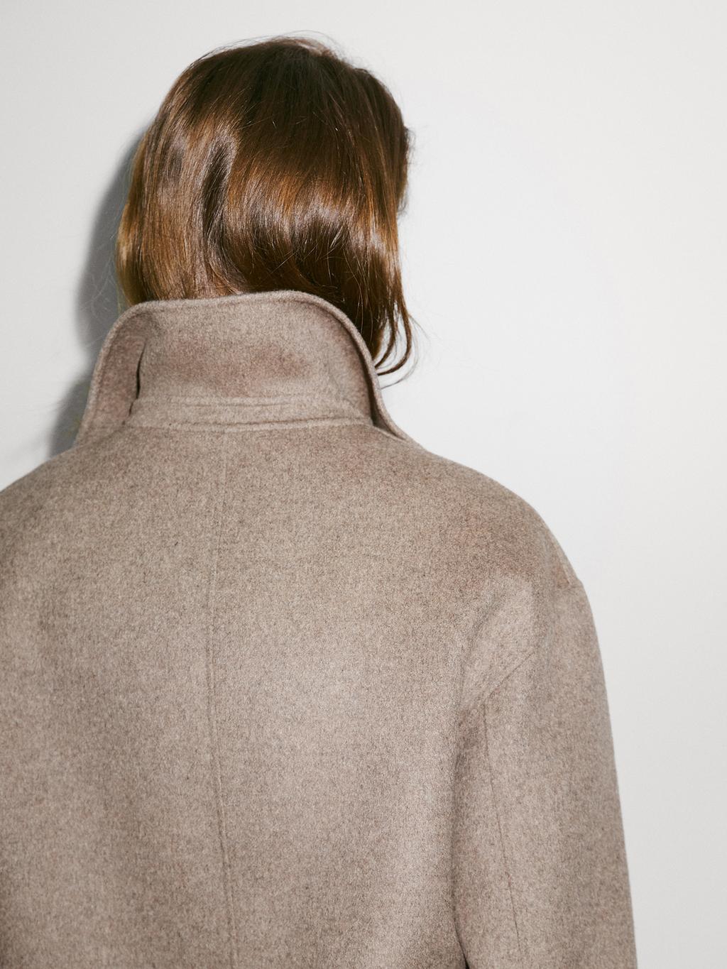 Short wool blend coat with buttons