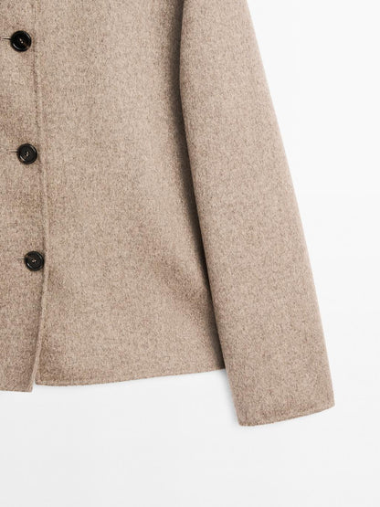 Short wool blend coat with buttons