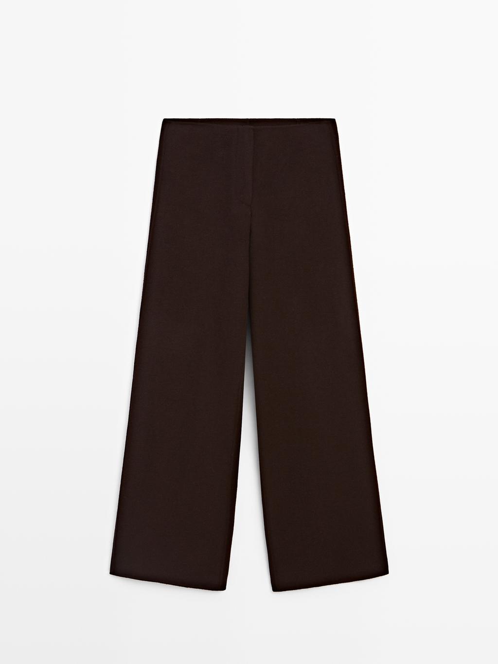 Wool blend straight-leg trousers