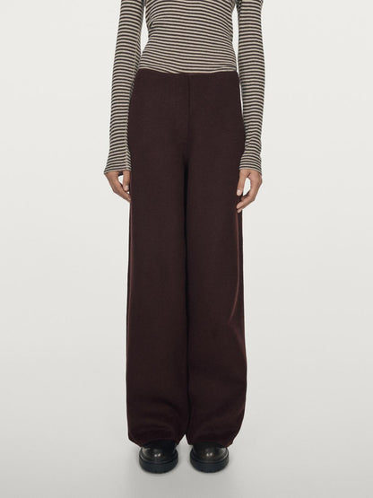Wool blend straight-leg trousers