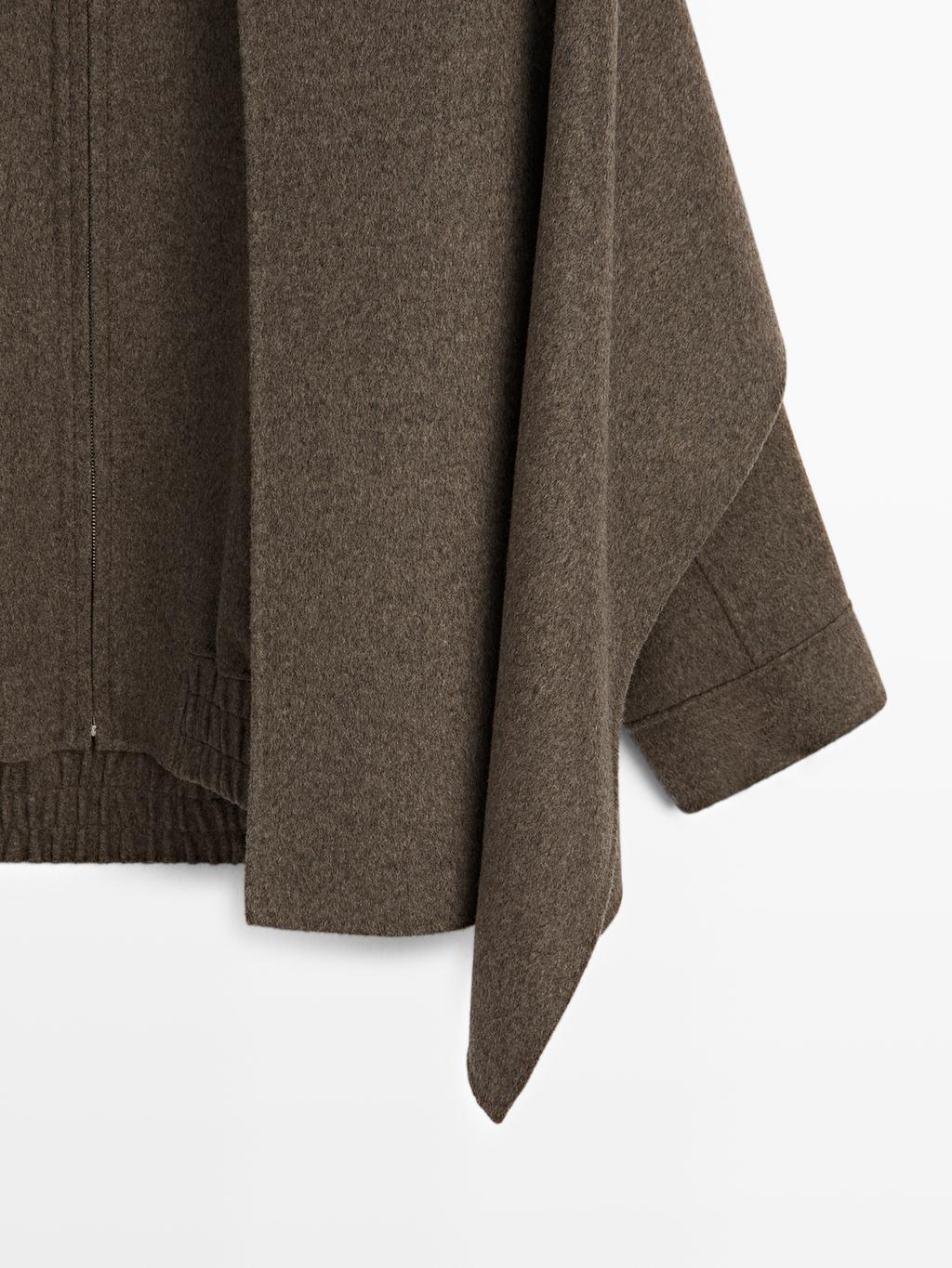 Wool blend bomber jacket with scarf