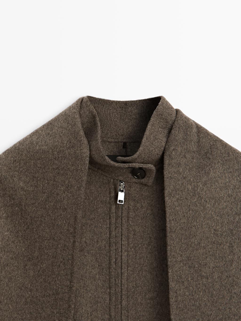 Wool blend bomber jacket with scarf