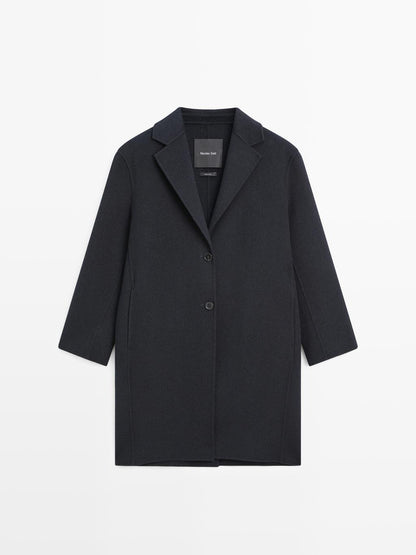 Long wool blend two-button coat