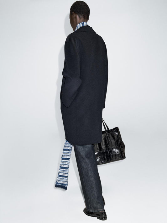 Long wool blend two-button coat