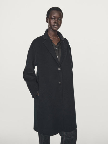 Long wool blend two-button coat
