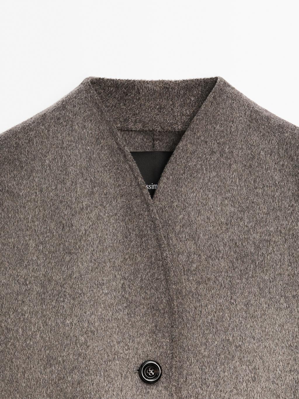 Wool blend high neck coat