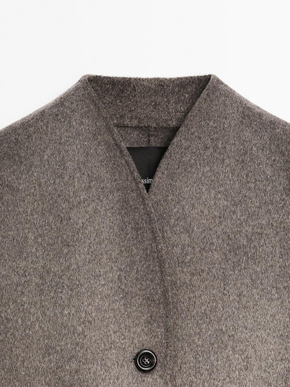 Wool blend high neck coat