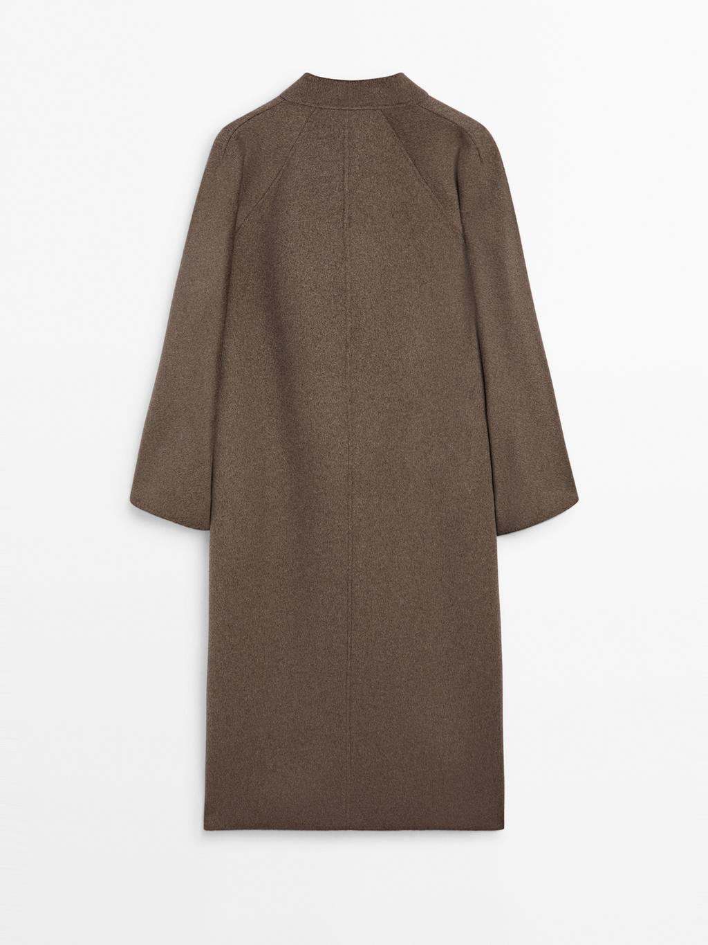 Long open wool blend coat