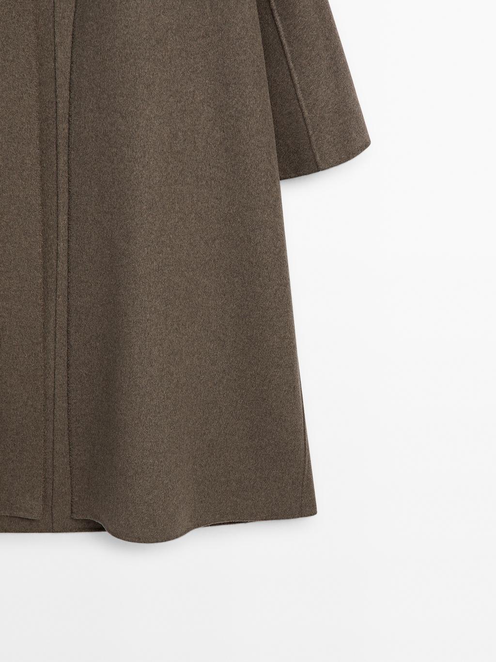 Long open wool blend coat