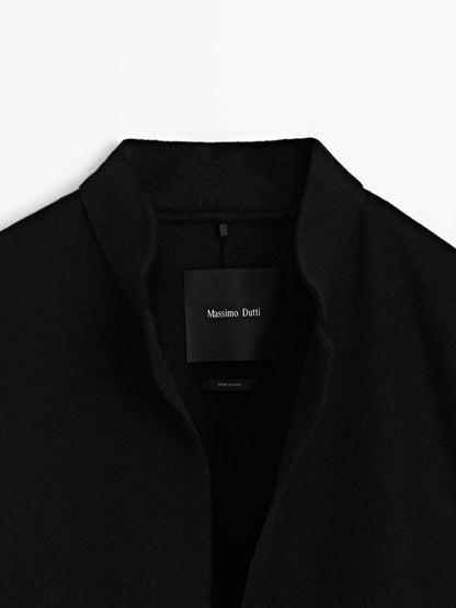 Long coat with stand collar