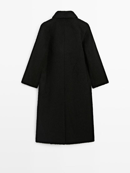 Long alpaca and wool coat