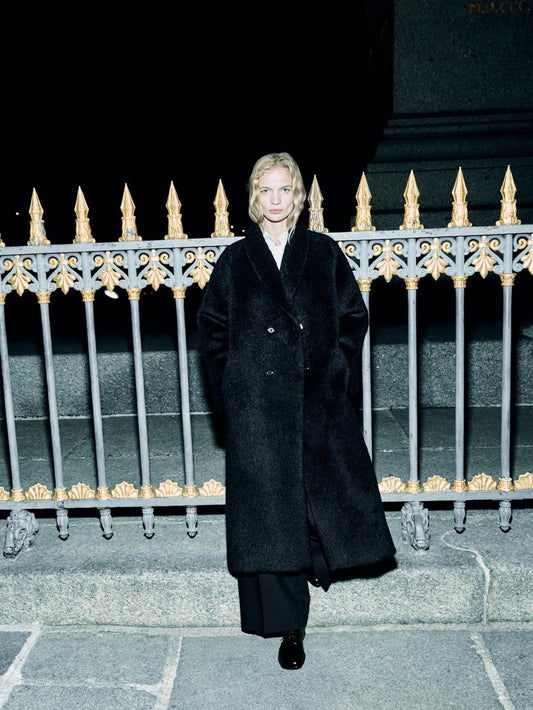 Long alpaca and wool coat