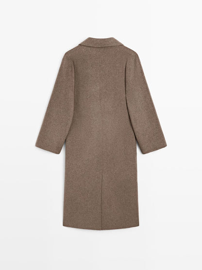Long wool blend double-breasted coat