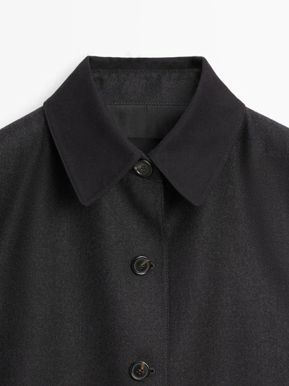 Contrast collar short coat