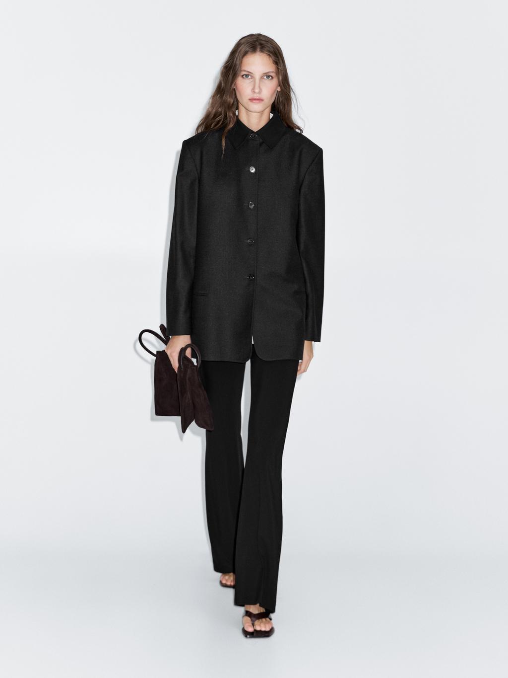 Contrast collar short coat