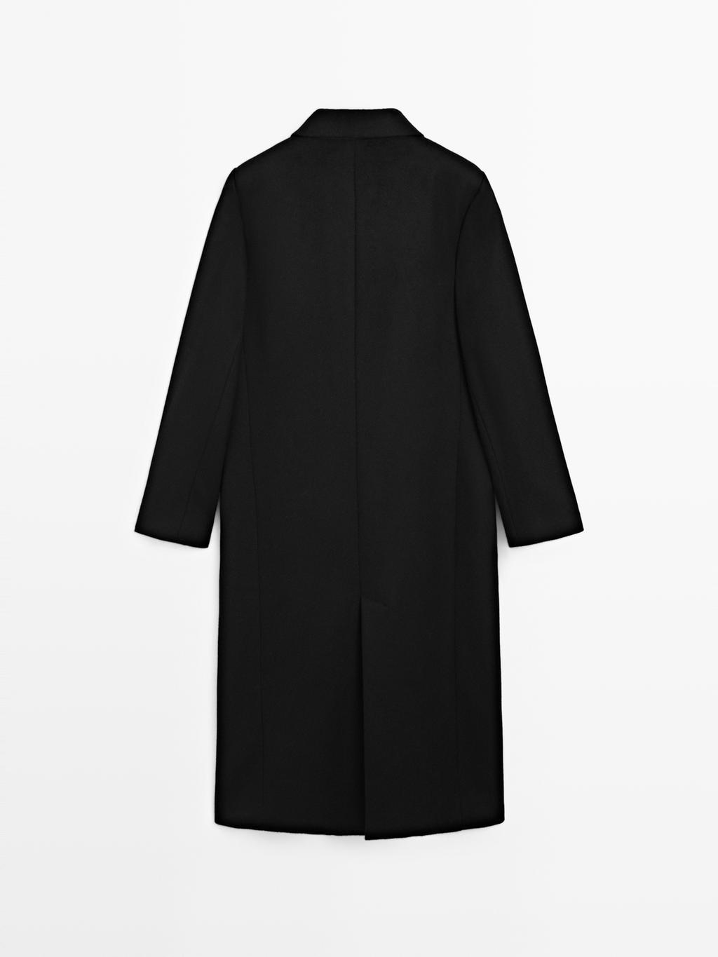 100% wool long double-breasted coat