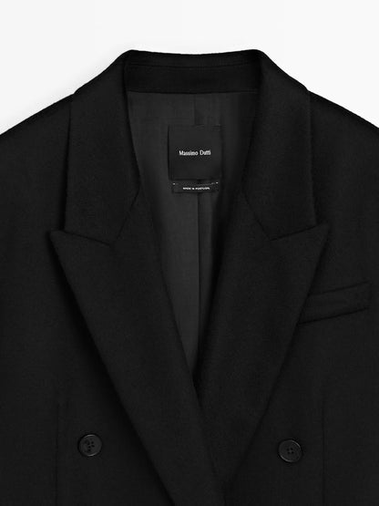 100% wool long double-breasted coat