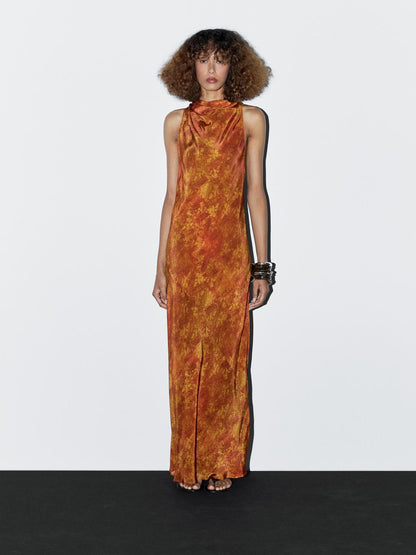 Long flowing printed dress