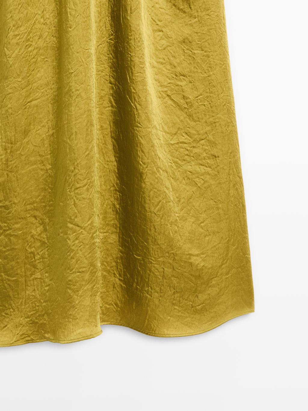 Satin midi dress with gathered detail