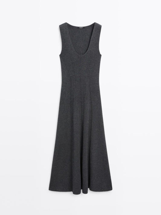 Long A-line knit dress