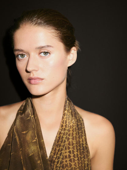 Printed halter-neck midi dress