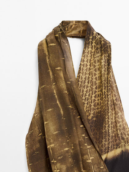 Printed halter-neck midi dress