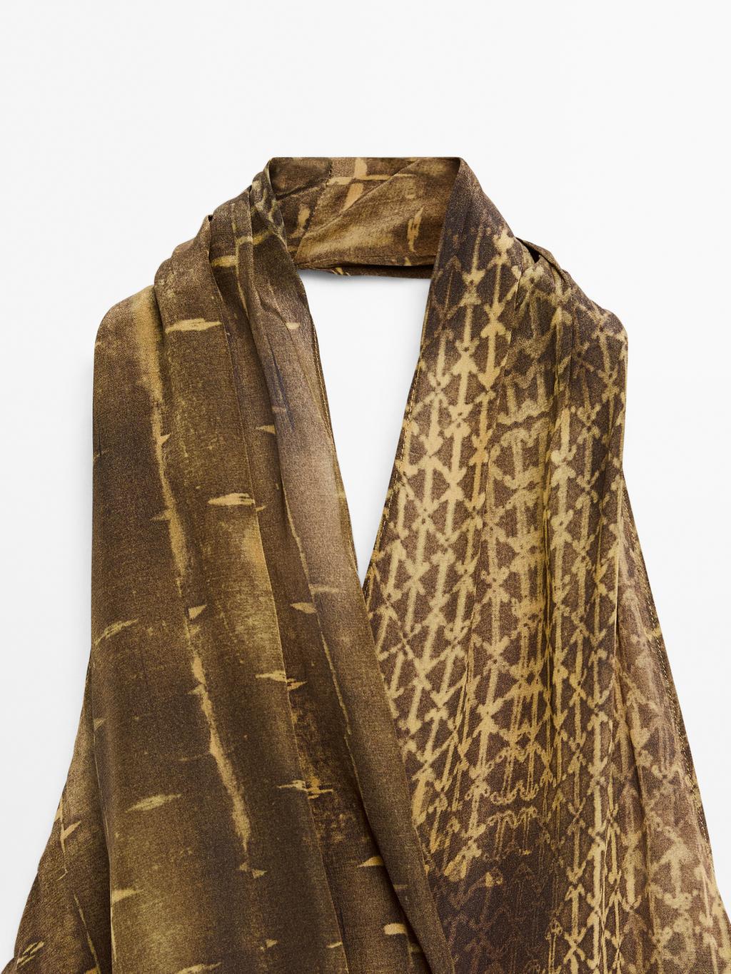 Printed halter-neck midi dress