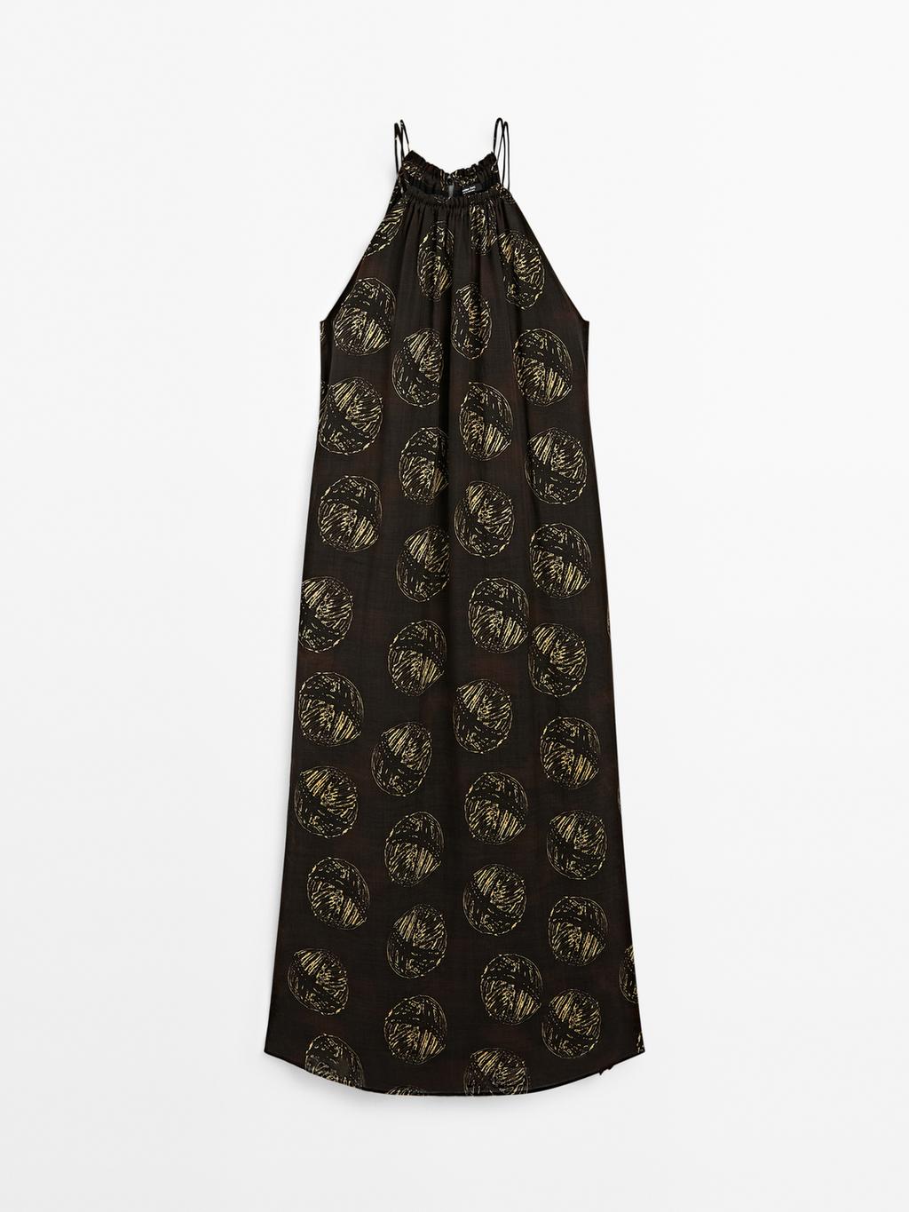 Ramie blend long print dress