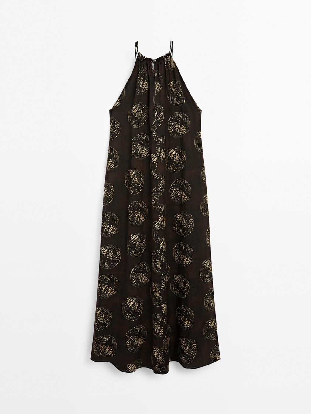 Ramie blend long print dress