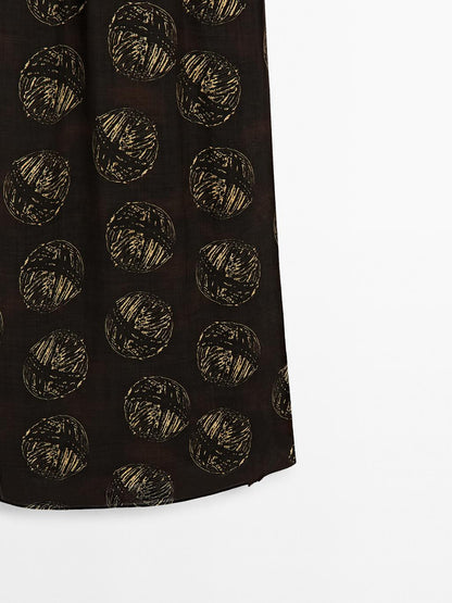 Ramie blend long print dress