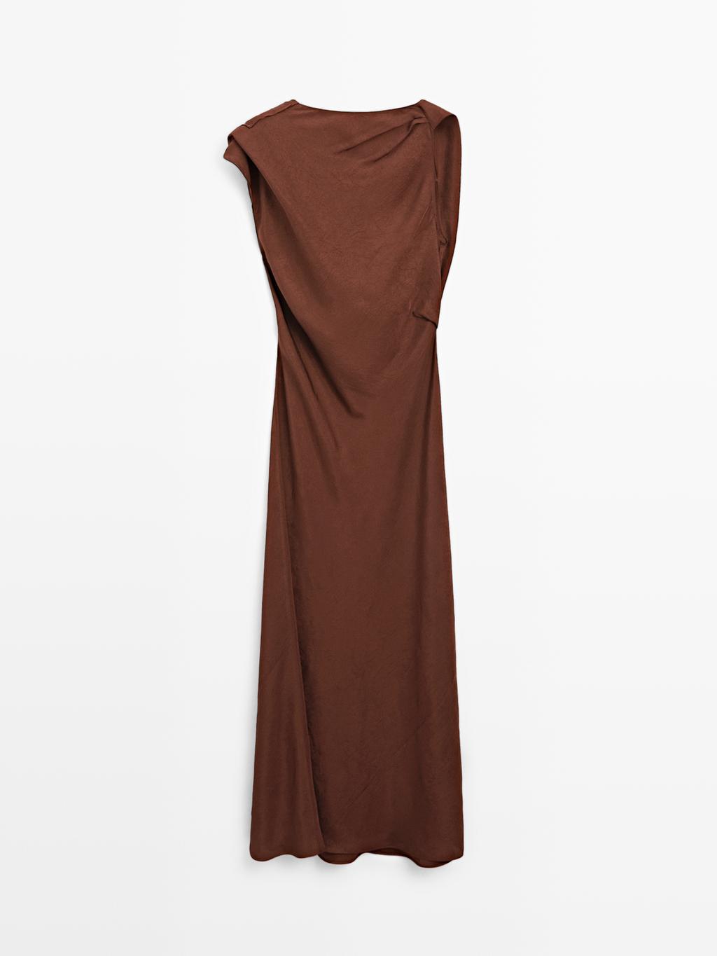 Long satin dress with open back