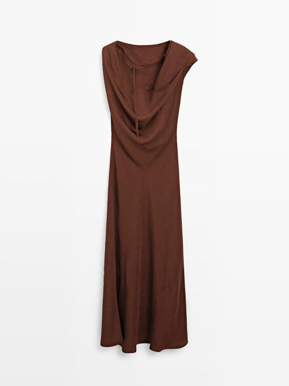 Long satin dress with open back