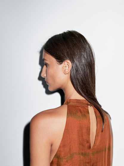 Long striped halter dress