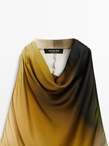 Long printed halterneck dress