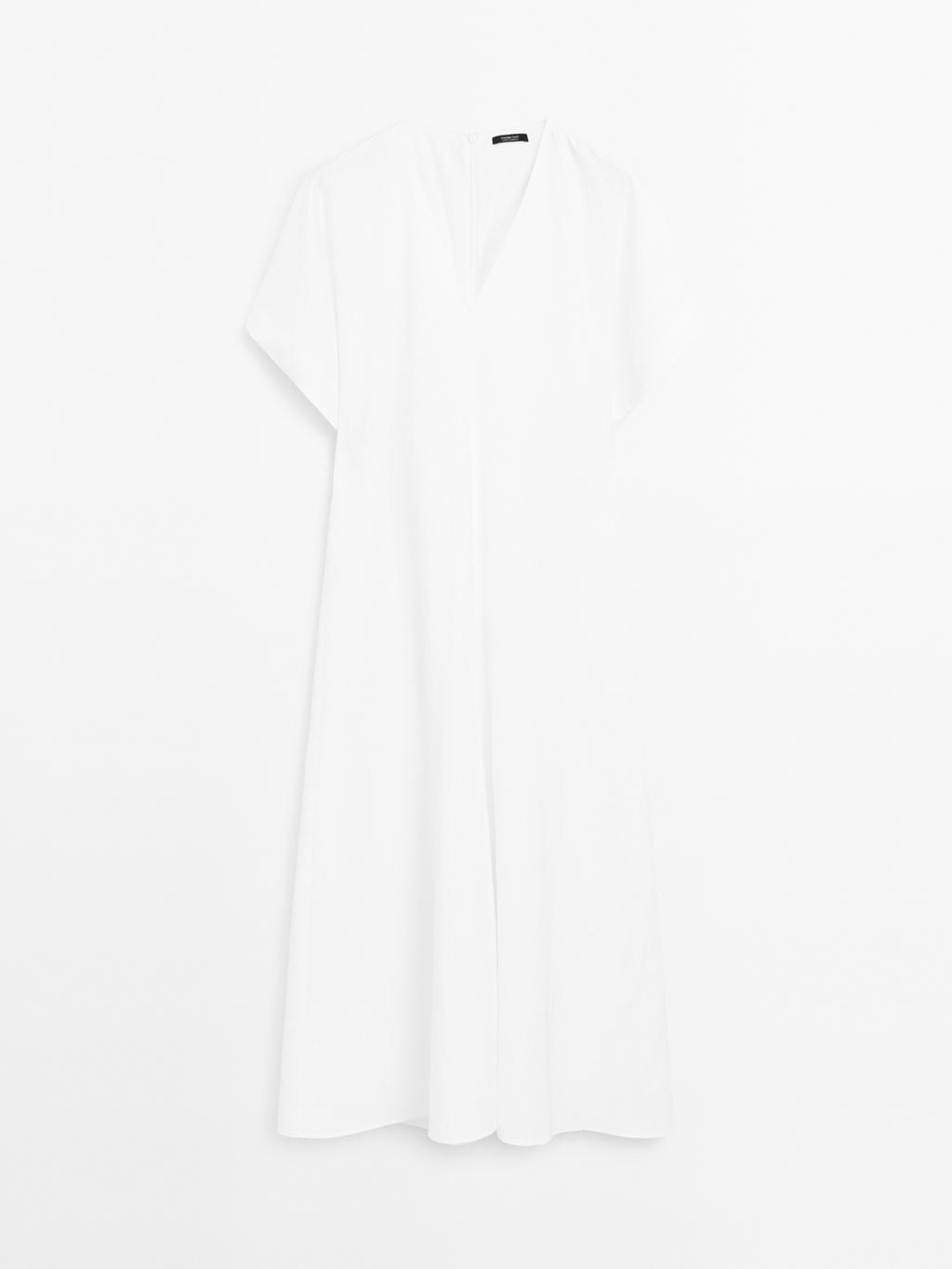 Flared V-neck midi dress