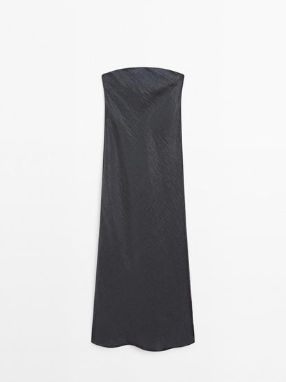 Flowing strapless midi dress