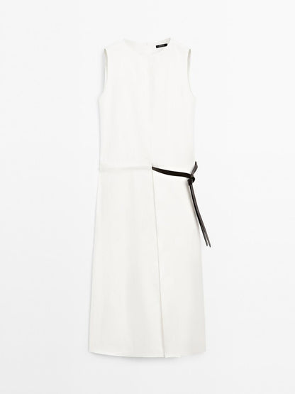 Midi dress with belt detail