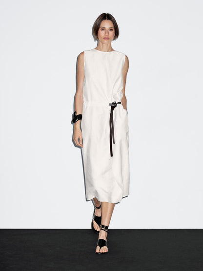 Midi dress with belt detail