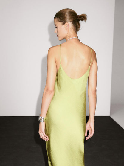 Flowing satin midi dress